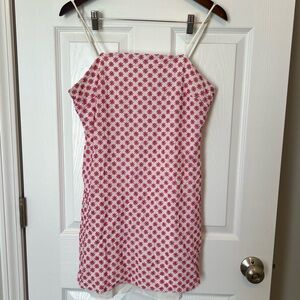 Trixxi Shift Mini Dress- White WIth Pink Flower Pattern Womens Size Large